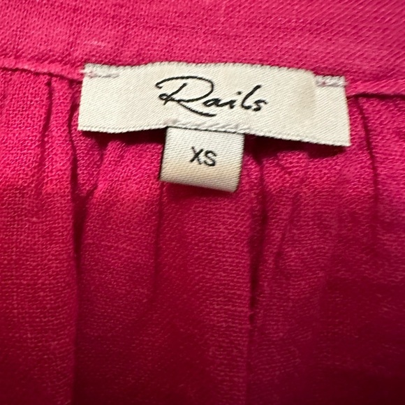 Rails Frances Linen Blend Button-Up Long Sleeve Shirt Pink Size XS Causal - Picture 2 of 5